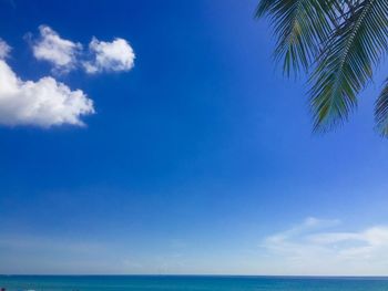 Scenic view of sea against blue sky