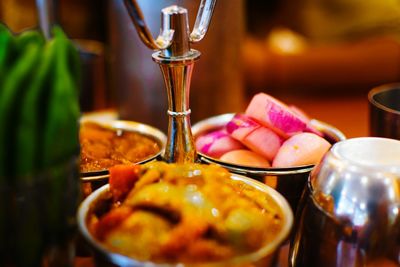 Close-up of food in plate on table