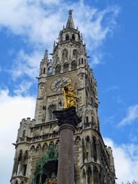 Low angle view of statue against sky