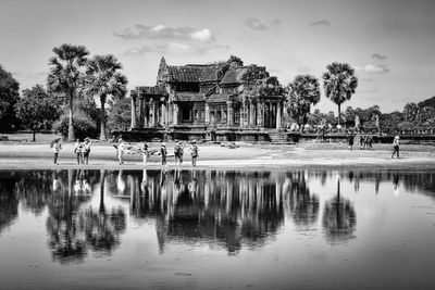 Reflection of building in water