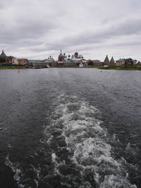 View of city at riverbank