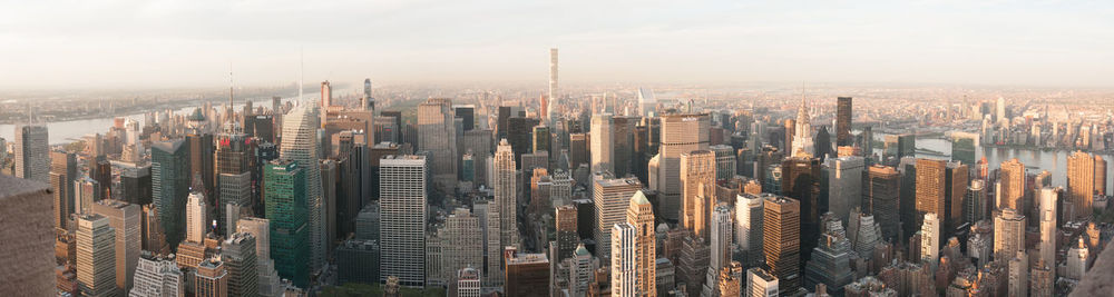 Aerial view of modern buildings in city