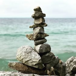 Stack of pebbles on shore