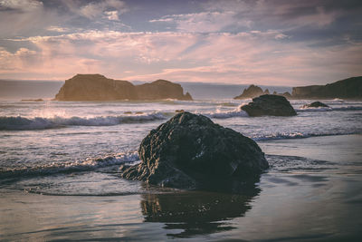 Scenic view of sea against sky during sunset