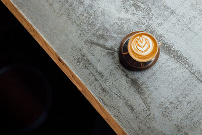 High angle view of coffee on table