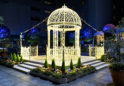 Illuminated building at night