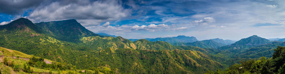 Panoramic view of mountains against sky