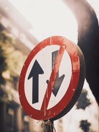 Close-up of road sign