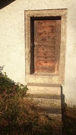 Closed door of house