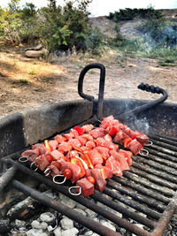 Meat on barbecue grill