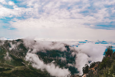 High angle view of mountain against sky