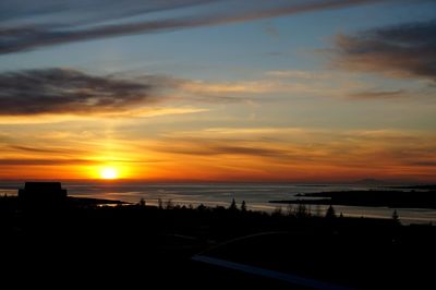 Scenic view of sea at sunset