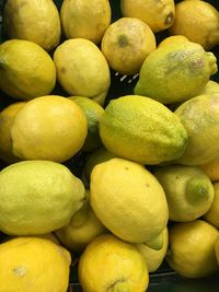 Full frame shot of lemons in market