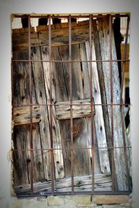 Closed wooden door of house