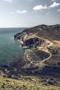 Aerial view of sea against sky