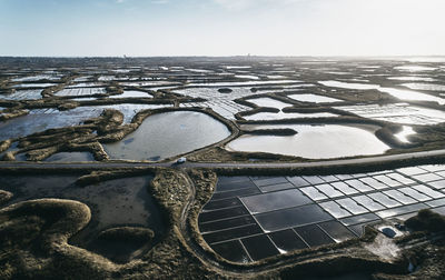 Salt pans on sunny day