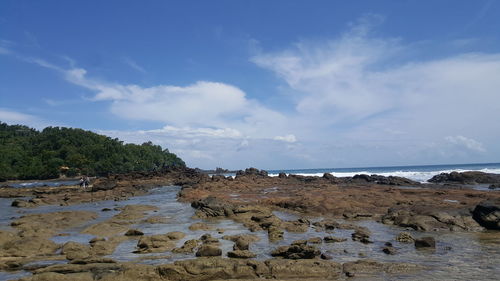 Scenic view of beach against sky