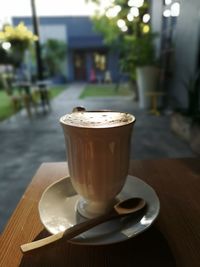 Coffee cup on table