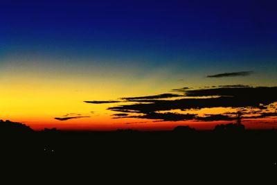 Scenic view of silhouette landscape against sky at sunset