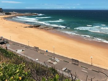 High angle view of beach against sky