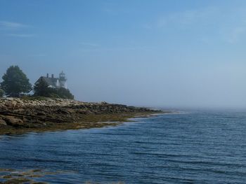 Scenic view of sea against clear sky