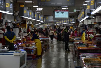 People in fish market