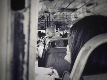 Portrait of people sitting in bus