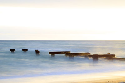 View of calm sea against clear sky