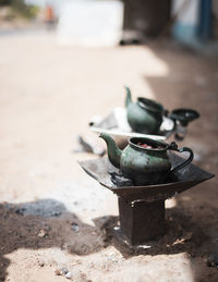 Close-up of old tea light