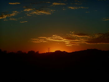Scenic view of silhouette landscape against sky at sunset