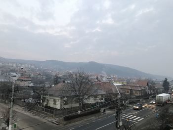 High angle view of cityscape against sky