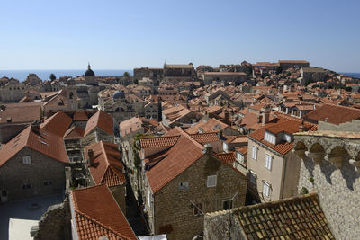 High angle view of townscape against sky