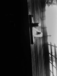 Close-up of wooden door in building