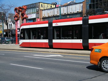 View of traffic on road in city