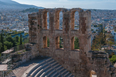 Detail of odeo of herod atticus, athens acropolis athens acropolis, greece