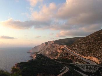 Scenic view of sea against cloudy sky