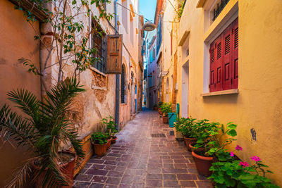 Scenic picturesque streets of chania venetian town. chania, creete, greece