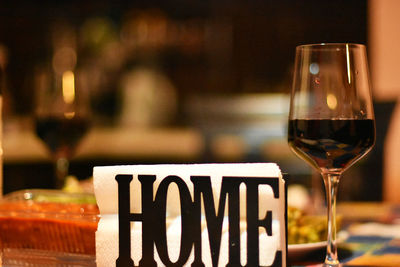 Close-up of beer glass on table at restaurant