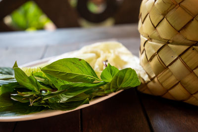 Bamboo wicker sticky rice basket called kratip in the northeastern province,