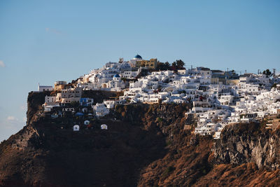 High angle view of townscape against clear sky