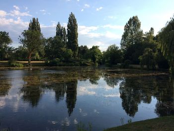 Scenic view of lake against sky