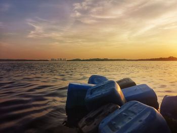 Scenic view of sea against sky during sunset
