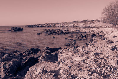 Scenic view of sea against clear sky