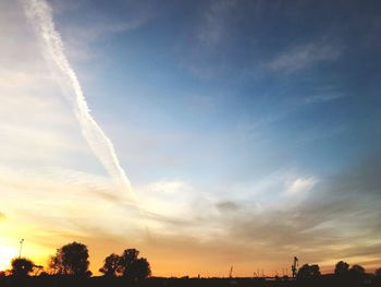 Low angle view of vapor trail in sky