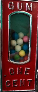 High angle view of multi colored candies in container