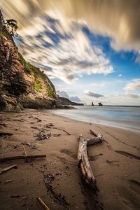 Scenic view of beach against sky