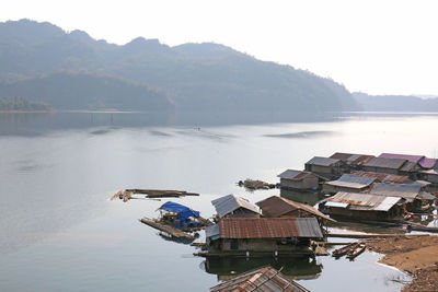 High angle view of lake against sky