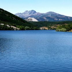 Scenic view of lake against clear sky