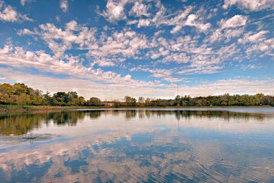 Scenic view of lake against sky