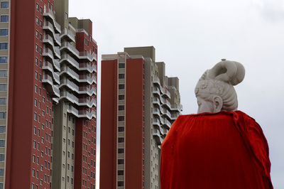 Low angle view of statue against clear sky